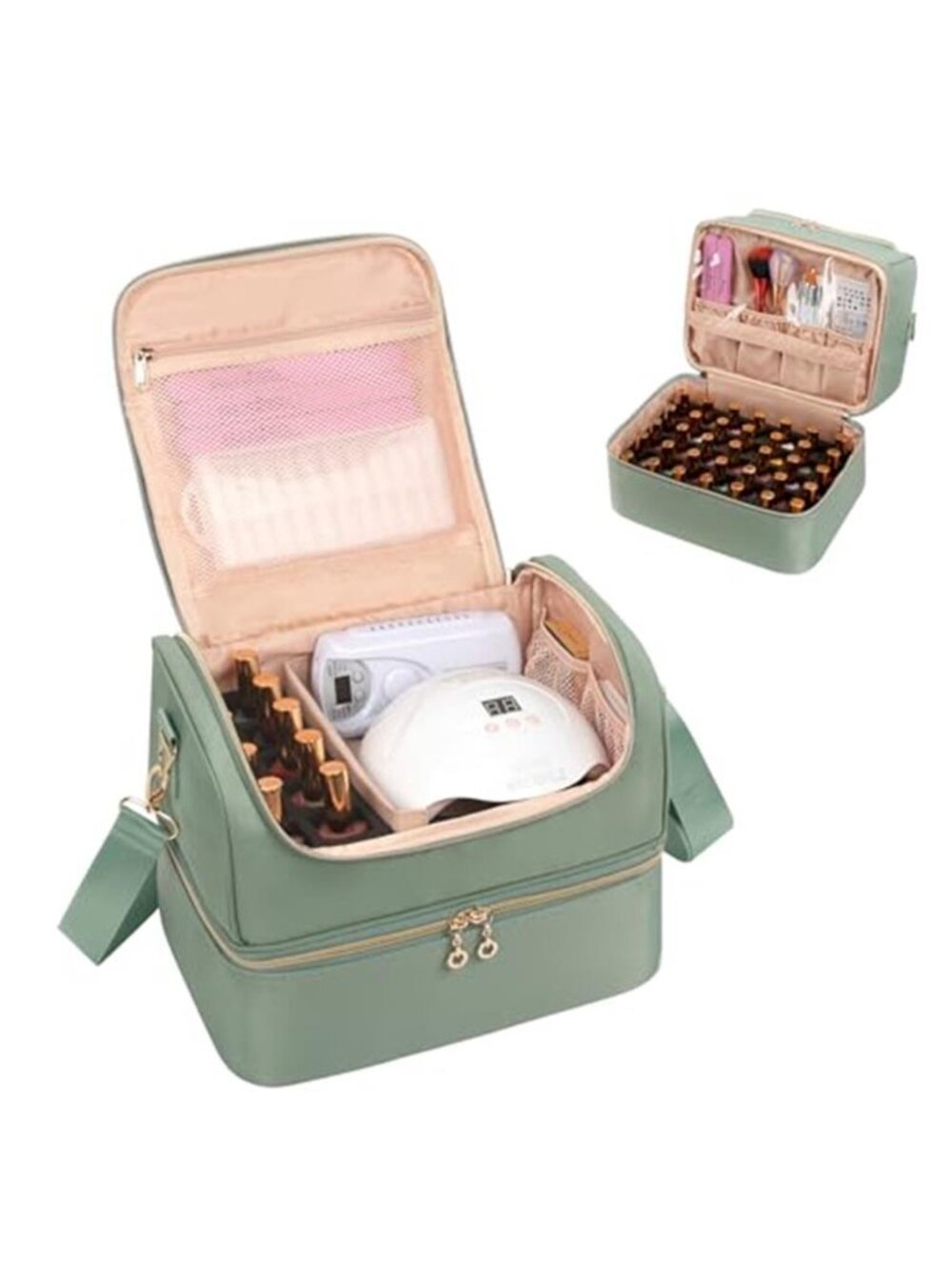 Nail Polish Organizer Case, Nail Supplies Storage Box Holds 45 Bottles Nail lamp